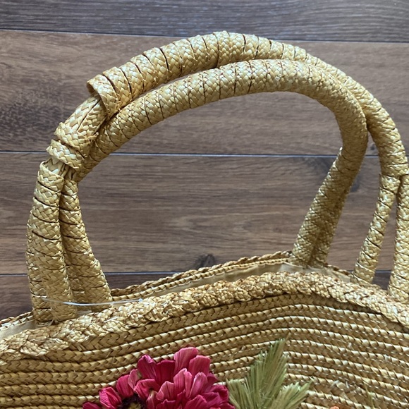 Floral straw bag. Large Beach bag - Picture 5 of 8